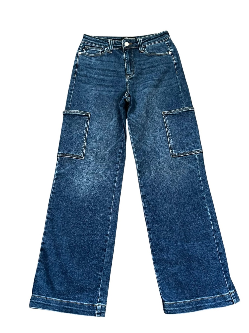 Judy Blue High Rise Wide Leg Cargo Pocket Jeans Dark Wash Size 5/27